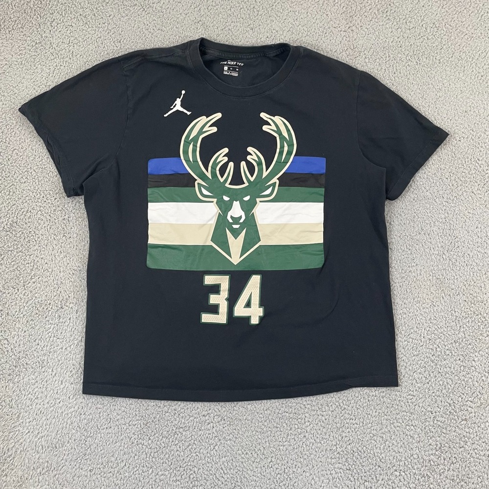 Giannis Antetokounmpo Nike Tee Men XL Milwaukee Bucks #34 Jordan Sportswear NBA